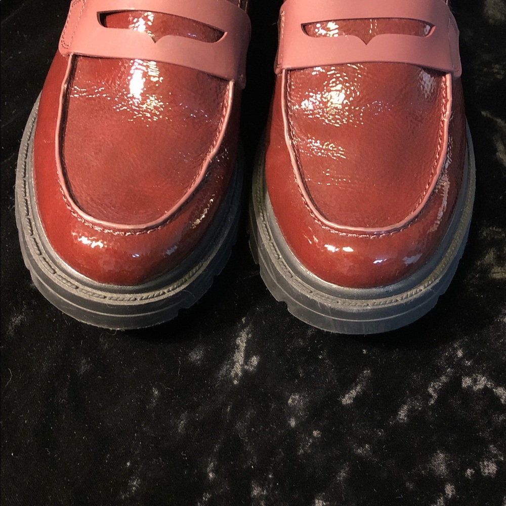 Franco Sarto Ream Burgundy Patent Chunk Loafers Womens 10m - Picture 4 of 7